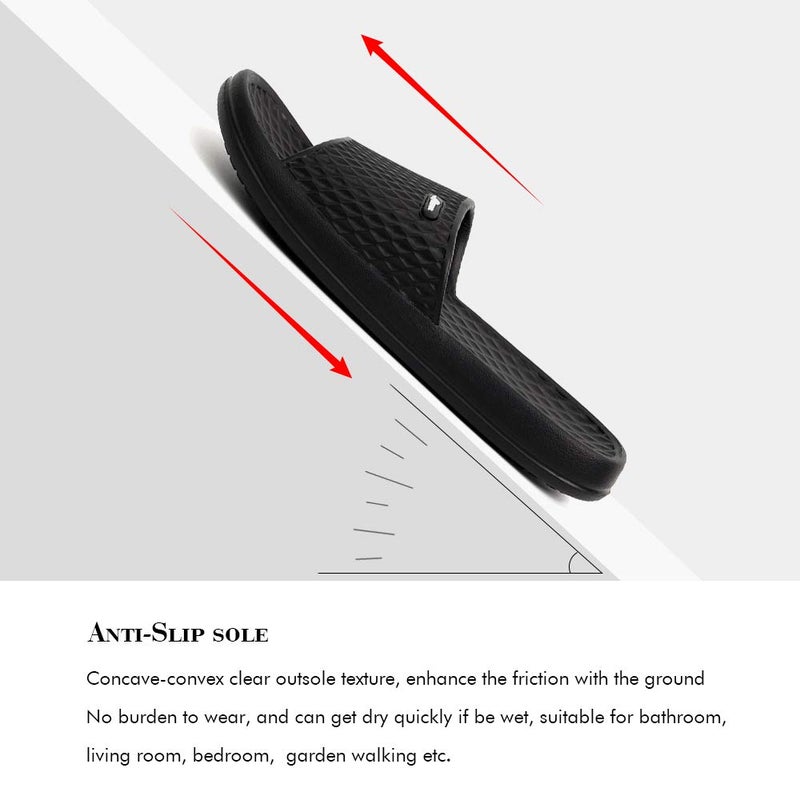 FUNKYMONKEY Womens Bathroom Shower Slippers Indoor Home Beach Non Slip Sandal (7 M US, Black) - Image 4